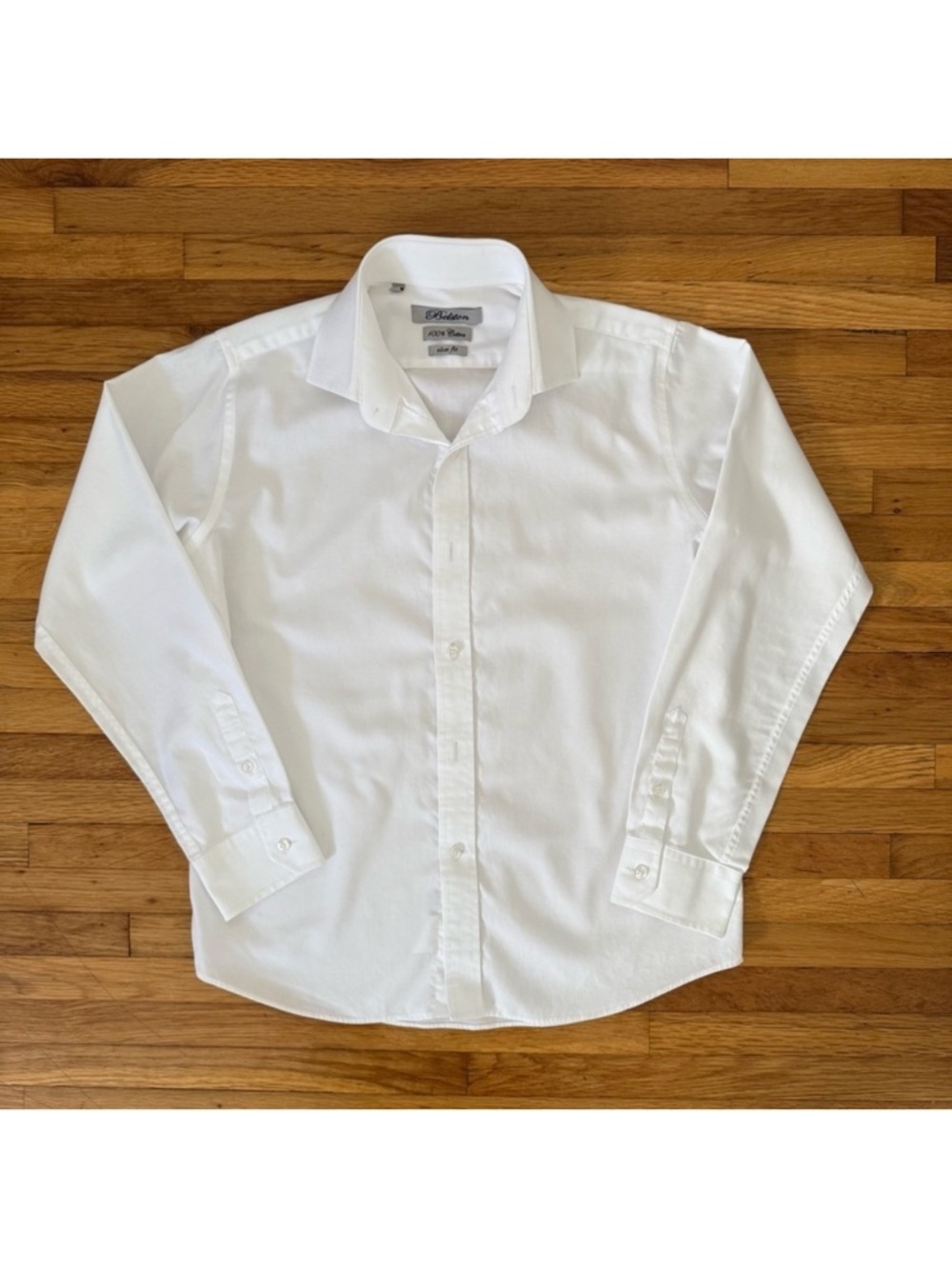 Belston Boys 18 Slim Fit 100% Cotton Dress Shirt Long Sleeve White Formal Wear